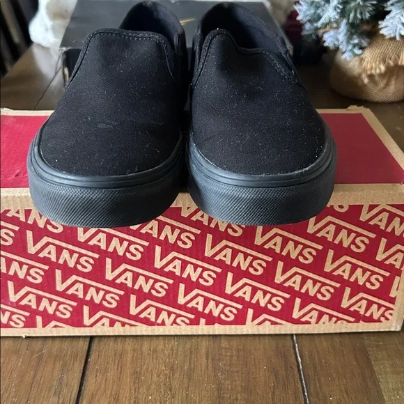 Vans Asher canvas black/black slip-on shoes size women's 7 - Picture 3 of 9